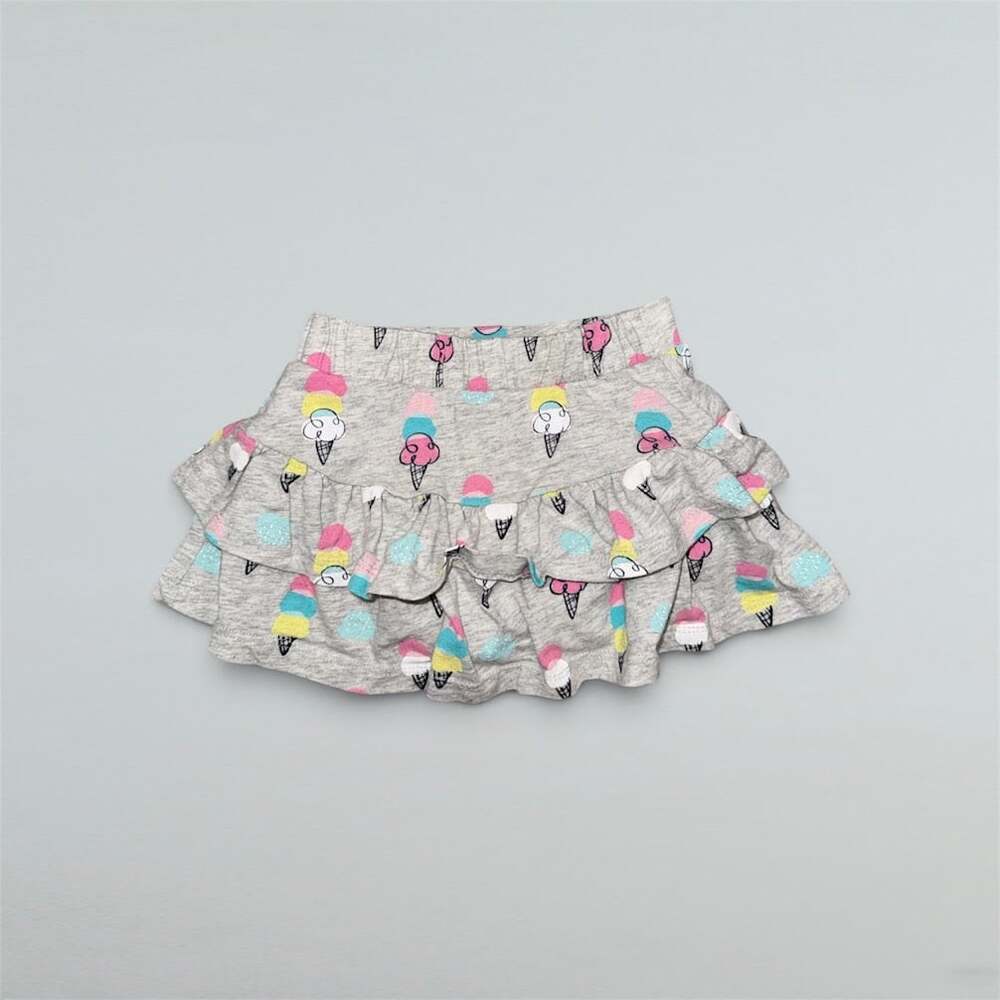Gray Ice Cream Print Tiered Ruffle Skirt Colorful Baby Girls 18M